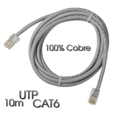 CABLE DE RED UTP CAT 6 10M GRIS CLARO 100% COBRE CROMAD