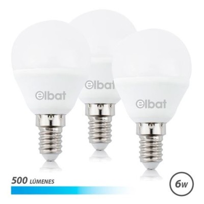 PACK 3 BOMBILLAS LED G45 | 6W | 500LM | E14 | LUZ FRIA | ELBAT