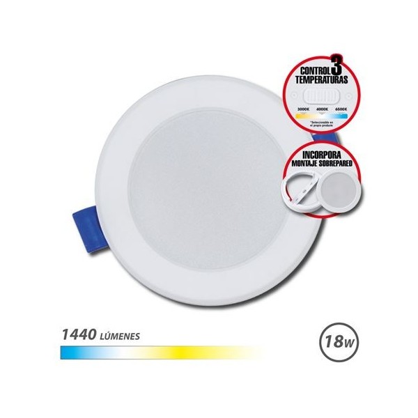 DOWNLIGHT CIRCULAR 18W | 1440LM SELECTOR 3 TEMPERATURAS + SOBREPARED ELBAT