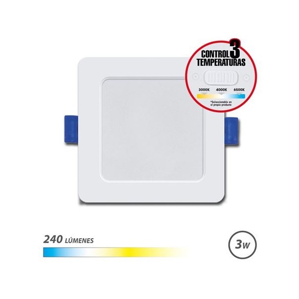 DOWNLIGHT CUADRADO 3W | 240LM | SELECTOR 3 TEMPERATURAS ELBAT