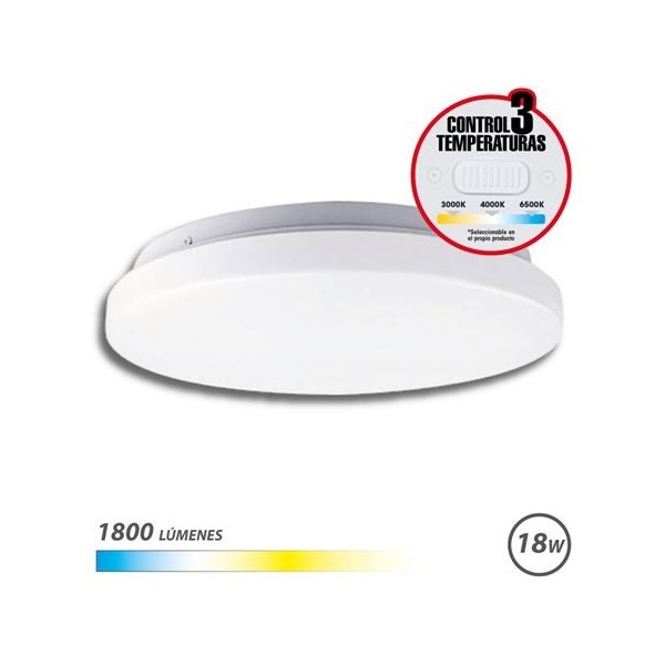 APLIQUE LED TECHO REDONDO 18W | 1800LM | SELECTOR 3 TEMPERATURAS ELBAT