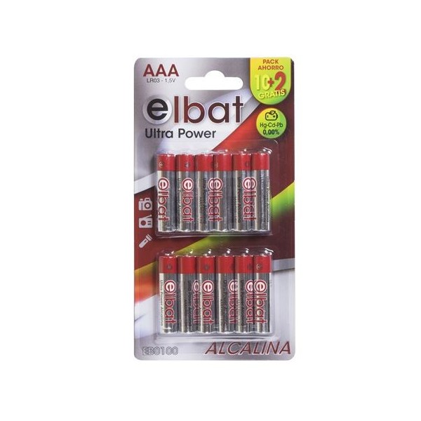 PACK 12 PCS PILAS ALCALINAS LR03/AAA ELBAT