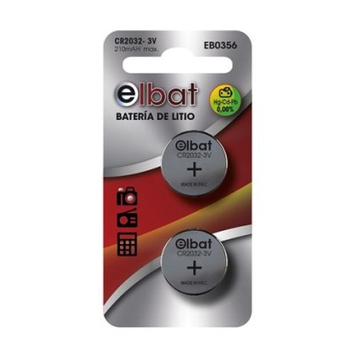 PACK 2 PCS PILAS LITIO CR2032 ELBAT