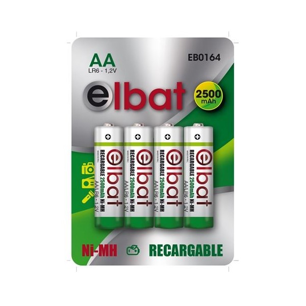 PACK 4 PCS PILAS RECARGABLES AA 2500MAH ELBAT