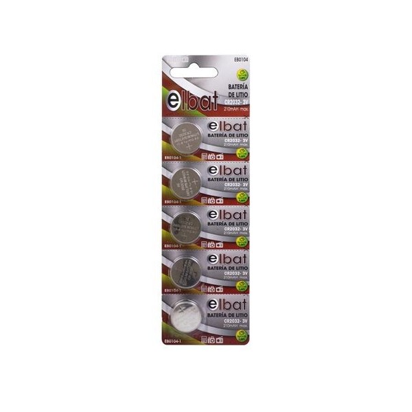 PACK 5 PCS PILAS LITIO CR2032 ELBAT