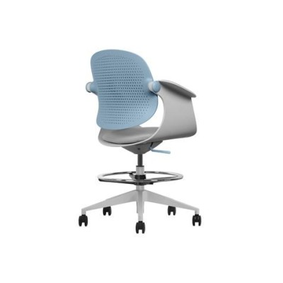 SILLA / TABURETE DE OFICINA TOP WORK AZUL CROMAD