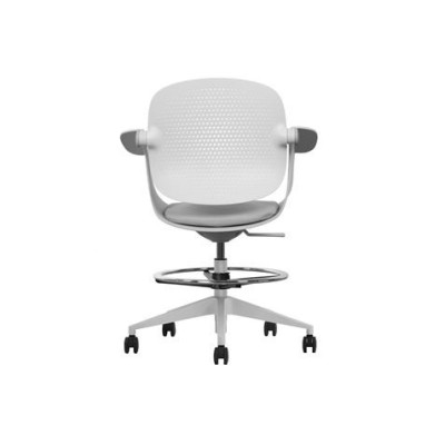 SILLA / TABURETE DE OFICINA TOP WORK GRIS CLARO CROMAD