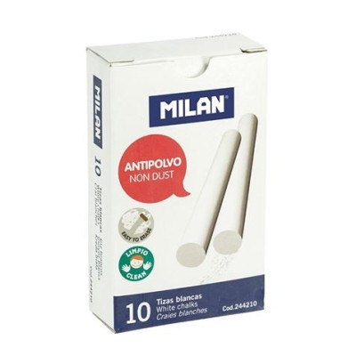 PACK 10 TIZAS BLANCAS REDONDAS ANTIPOLVO MILAN