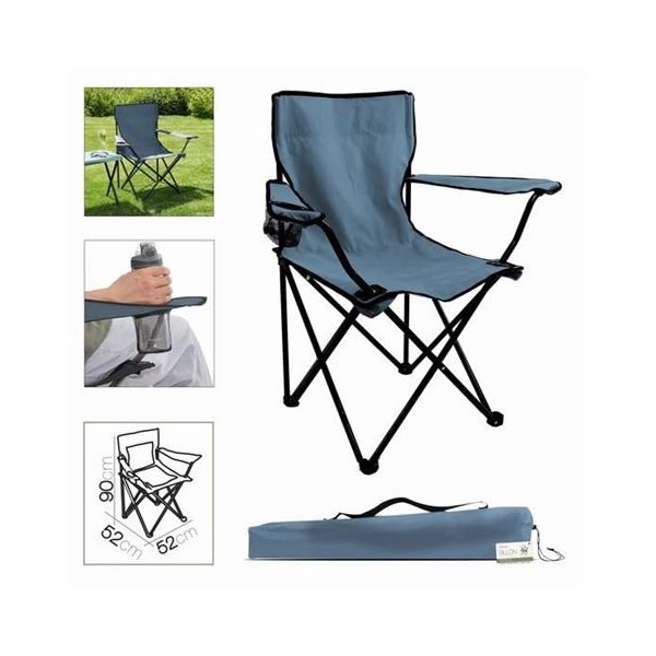 SILLA CAMPING PLEGABLE AZUL MARINO 52X52X90CM