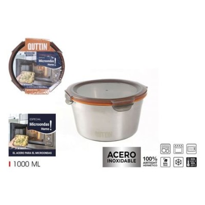 TUPPER ACERO INOXIDABLE 1 LITRO APTO MICROONDAS QUTTIN