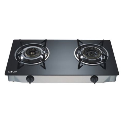 COCINA GAS INOX 2 FUEGOS CRISTAL TEMPLADO MUVIP