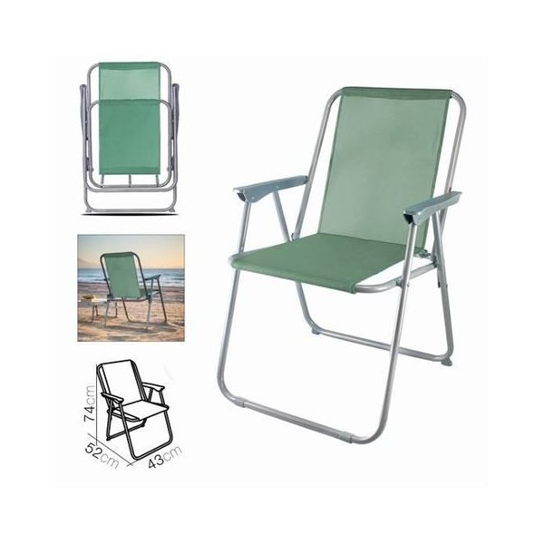 SILLA DE PLAYA PLEGABLE 52X43X74 VERDE CAQUI