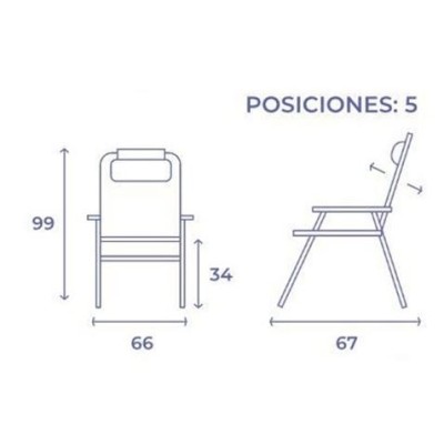 SILLA PLEGABLE 5 POSICIONES 67X66X99 AZUL