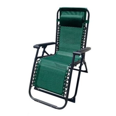 TUMBONA PLEGABLE VERDE DE ACERO CON COJIN CERVICAL