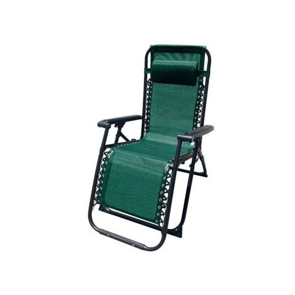 TUMBONA PLEGABLE VERDE DE ACERO CON COJIN CERVICAL