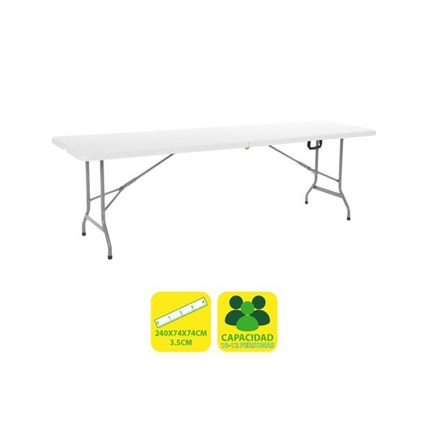 MESA DE RESINA PLEGABLE 240X74X74CM 3.5CM SUNGARDEN