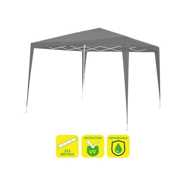 CARPA ACERO RAFIA 3X3 METROS GRIS SUNGARDEN