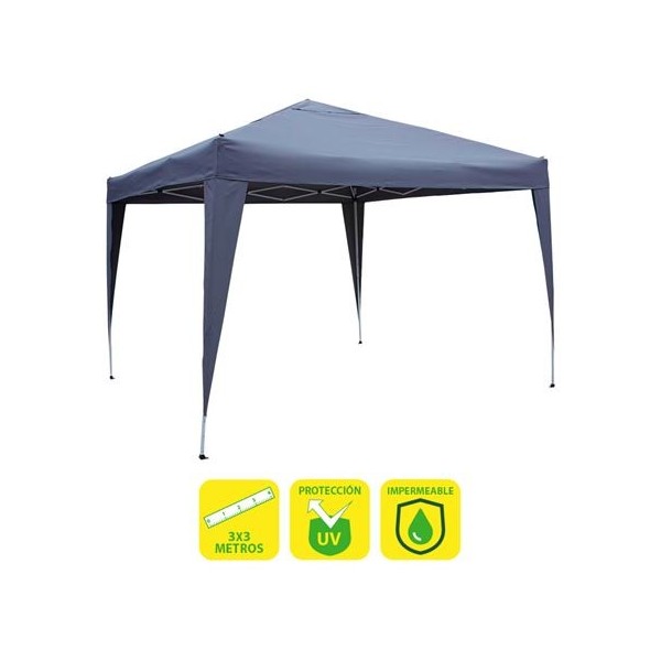 CARPA PLEGABLE ACERO 3X3 METROS AZUL OSCURO SUNGARDEN