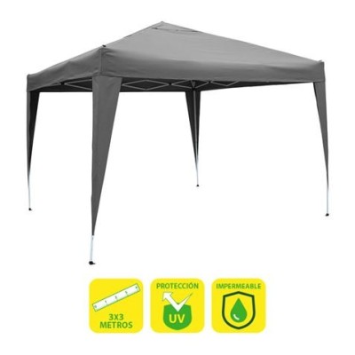 CARPA PLEGABLE ACERO 3X3 METROS GRIS SUNGARDEN