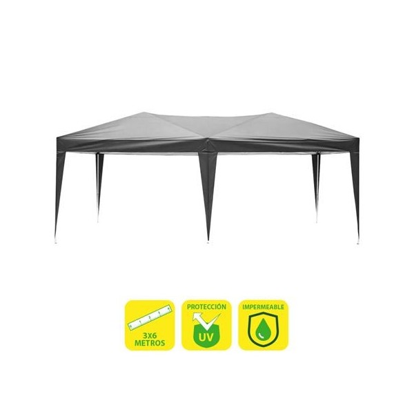 CARPA PLEGABLE ACERO 3X6 METROS GRIS SUNGARDEN