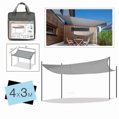 TOLDO RECTANGULAR 3X4 METROS GRIS + BOLSA