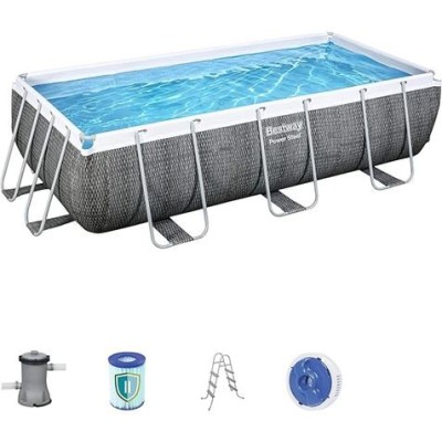 PISCINA RECTANGULAR POWER STEEL+ BOMBA FILTRO 404X201X100 BESTWAY