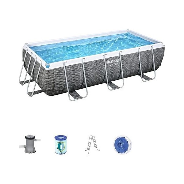 PISCINA RECTANGULAR POWER STEEL+ BOMBA FILTRO 404X201X100 BESTWAY