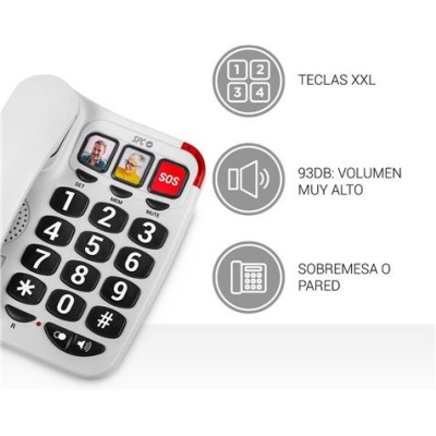 TELEFONO FIJO TECLAS XXL 3295B BLANCO SPC