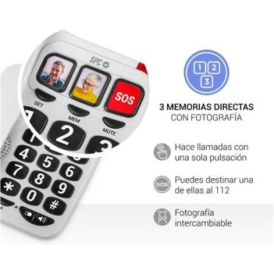 TELEFONO FIJO TECLAS XXL 3295B BLANCO SPC