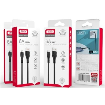 CABLE NB185 CARGA RAPIDA USB - LIGHTNING | 6A | 1 METRO | NEGRO XO