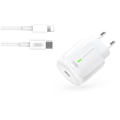 CARGADOR DE CORRIENTE L113 20W TIPO C + CABLE LIGHTNING XO BLANCO