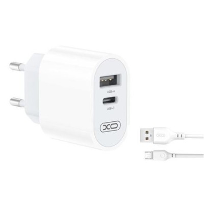 CARGADOR DE CORRIENTE L97 TIPO C + USB + CABLE MICRO USB XO