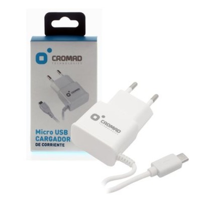 CARGADOR DE CORRIENTE MICRO USB 2.1A BLANCO CROMAD