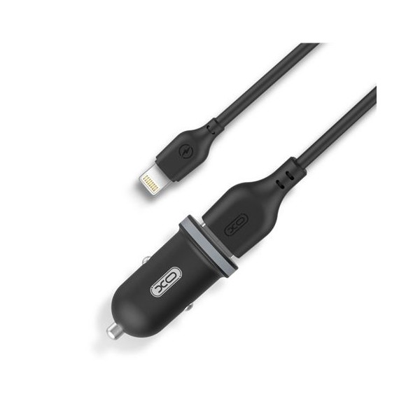 PACK CARGADOR MECHERO TZ08 2.1A + CABLE TIPO LIGHTNING NEGRO XO