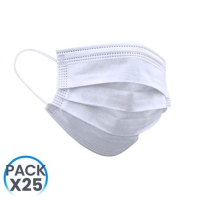 PACK 25 MASCARILLAS HIGIENICAS NO REUTILIZABLES BLANCAS