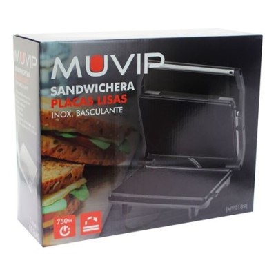 SANDWICHERA INOX PLACA LISA 750W MUVIP