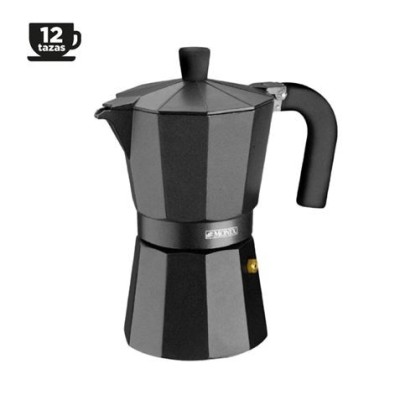 CAFETERA ALUMINIO 12 TAZAS VITRO NOIR NEGRO MONIX