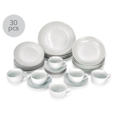 VAJILLA 30 PIEZAS PORCELANA REDONDA BLANCA HAIZEA