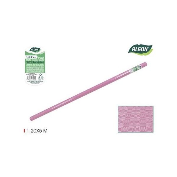 ROLLO MANTEL DE PAPEL 1.2 X 5 METROS ESTAMPADO ROSA