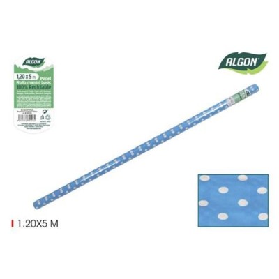 ROLLO MANTEL DE PAPEL 1.2 X 5 METROS LUNARES AZUL