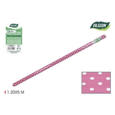 ROLLO MANTEL DE PAPEL 1.2 X 5 METROS LUNARES ROSA