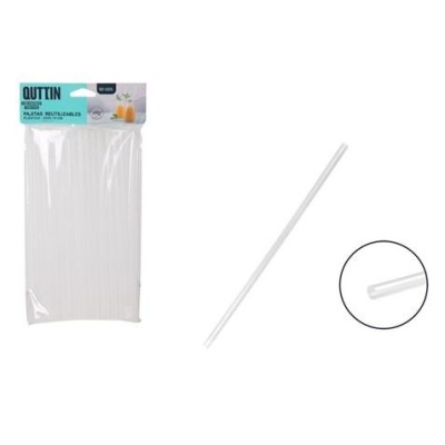 PACK 50 PAJITAS PLASTICO REUTILIZABLE TRANSPARENTE QUTTIN