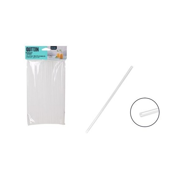 PACK 50 PAJITAS PLASTICO REUTILIZABLE TRANSPARENTE QUTTIN