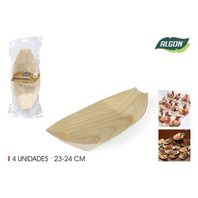 PACK 4 CUENCOS MADERA PARA TAPAS 23CM ALGON