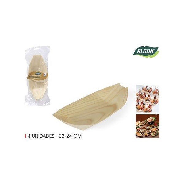 PACK 4 CUENCOS MADERA PARA TAPAS 23CM ALGON