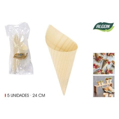 PACK 5 CONOS MADERA APERITIVOS 24CM ALGON