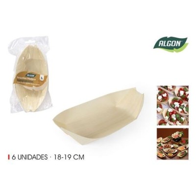 PACK 6 CUENCOS MADERA PARA TAPAS 18CM ALGON