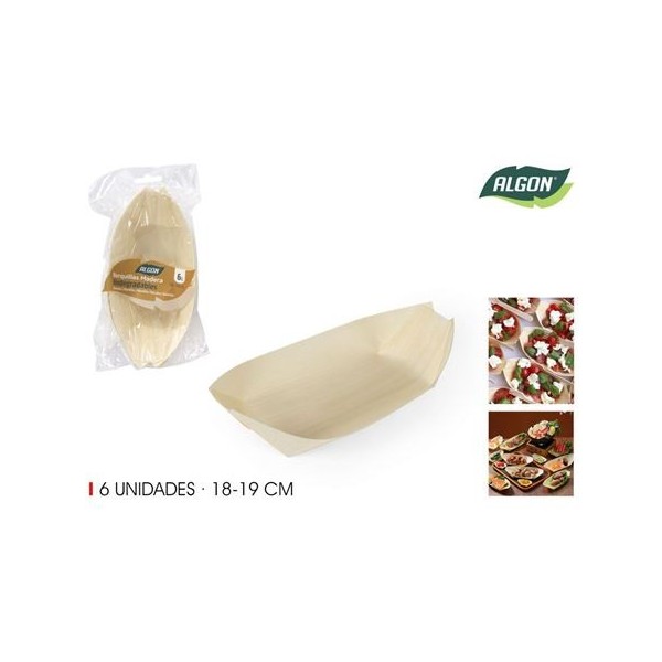 PACK 6 CUENCOS MADERA PARA TAPAS 18CM ALGON