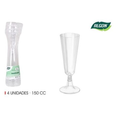 SET 4 COPAS CAVA PIE TRANSPARENTE 150CC ALGON