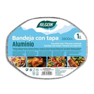 BANDEJA ALUMINIO PARA POLLO ENTERO CON TAPA ALGON